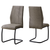 Set of Two Taupe And Black Upholstered Polyester Slat Back Dining Side Chairs