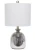 Lalia Home Metallic Gray Hammered Glass Jar Table Lamp with Linen Shade