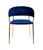Set Of 2 Curved Chic Blue And Gold Velour Dining Chairs