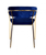 Set Of 2 Curved Chic Blue And Gold Velour Dining Chairs
