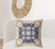 28" X 28" Yellow And Navy Broadcloth Floral Throw Pillow