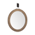 44" Wood Brown Round Framed Accent Mirror