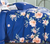 Elizabeth Blue/Orange Floral 100% Cotton Reversible Comforter Set