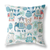 26" X 26" Blue and White Elephant Indoor Outdoor Throw Pillow