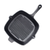 Round Ribbed Cast Iron Steak Frying Grill Skillet Pan with Folding Wooden Handle