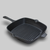 Round Ribbed Cast Iron Steak Frying Grill Skillet Pan with Folding Wooden Handle