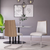 Set Of 2 Modern White Faux Leather And Walnut Finish Dining Chairs