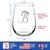 Monogram Floral B Stemless Wine Glass - B Initial Gifts
