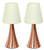 Simple Designs Valencia 2 Pack Mini Touch Table Lamp Set with Fabric Shades