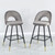 Set Of Two 39" Gray Velvet And Black Open Low Back Bar Height Chairs
