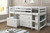 White Mini Loft Bed with Dresser and Toy Box