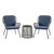 Gray Faux Rattan and Slate Blue Outdoor Chair and Table Set