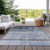 10' X 14' Navy and Gray Ombre Washable Non Skid Indoor Outdoor Area Rug