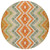 8' Beige Orange And Red Round Geometric Washable Indoor Outdoor Area Rug