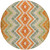 8' Beige Orange And Red Round Geometric Washable Indoor Outdoor Area Rug