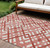 10' X 14' Red And Ivory Geometric Washable Indoor Outdoor Area Rug