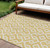 9' X 12' Gold And Ivory Geometric Washable Indoor Outdoor Area Rug