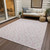 9' X 12' Pink And Ivory Geometric Washable Indoor Outdoor Area Rug