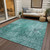8' X 10' Teal Blue Green And Gray Abstract Washable Indoor Outdoor Area Rug