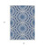 8' X 10' Navy Blue Ivory And Gray Floral Medallion Washable Indoor Outdoor Area Rug