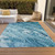 9' X 12' Sky Blue And Navy Blue Abstract Washable Indoor Outdoor Area Rug