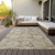 9' X 12' Brown Tan And Beige Floral Washable Indoor Outdoor Area Rug