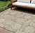 9' X 12' Brown Tan And Beige Floral Washable Indoor Outdoor Area Rug