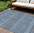10' X 14' Navy Blue And Sky Blue Floral Medallion Washable Indoor Outdoor Area Rug