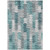10' X 14' Dark Blue Aqua And Gray Geometric Washable Indoor Outdoor Area Rug