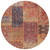 8' Red Orange And Blue Round Patchwork Washable Indoor Outdoor Area Rug