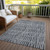 9' X 12' Charcoal And Gray Striped Washable Indoor Outdoor Area Rug