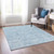 9' X 12' Sky Blue And Denim Blue Floral Washable Indoor Outdoor Area Rug