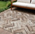 10' X 14' Brown Taupe And Tan Geometric Washable Indoor Outdoor Area Rug