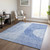 10' X 14' Denim Blue And Sky Blue Geometric Washable Indoor Outdoor Area Rug