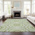 8' X 10' Olive Green And Ivory Floral Medallion Washable Indoor Outdoor Area Rug