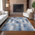 10' X 14' Navy Blue And Sky Blue Geometric Washable Indoor Outdoor Area Rug