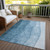 9' X 12' Denim Blue And Navy Blue Ombre Washable Indoor Outdoor Area Rug