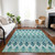 9' X 12' Teal Blue Aqua And Mint Green Southwestern Washable Indoor Outdoor Area Rug