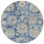 8' Navy Blue And Beige Round Floral Washable Indoor Outdoor Area Rug