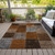 8' X 10' Orange And Taupe Patchwork Washable Indoor Outdoor Area Rug