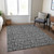 10' X 14' Gray Charcoal And Silver Floral Washable Indoor Outdoor Area Rug