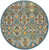 8' Blue Round Floral Power Loom Area Rug