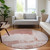 8' Blush Mauve And Ivory Round Abstract Washable Indoor Outdoor Area Rug