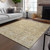 9' X 12' Wheat Beige And Gray Floral Washable Indoor Outdoor Area Rug