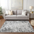 8' X 10' Black White And Gray Abstract Washable Indoor Outdoor Area Rug