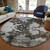 8' Taupe Brown And Gold Round Abstract Washable Indoor Outdoor Area Rug
