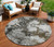 8' Taupe Brown And Gold Round Abstract Washable Indoor Outdoor Area Rug