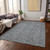 10' X 14' Gray Silver And Charcoal Floral Washable Indoor Outdoor Area Rug