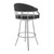 Homeroots Living Room 40" Gray Faux Leather and Iron Swivel Low Back Bar Height Chair, Gray
