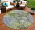 8' Olive Green And Gray Round Abstract Washable Indoor Outdoor Area Rug